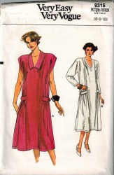 9315 EZ VOGUE LOOSE  DRESS LENGTHS SLEEVES OR NOT PATTERN 12-16